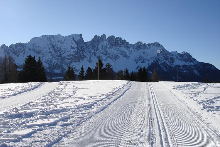 Cross country skiing trail on the Seiser Alm