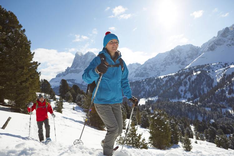 Snow shoe hike in the Dolomites