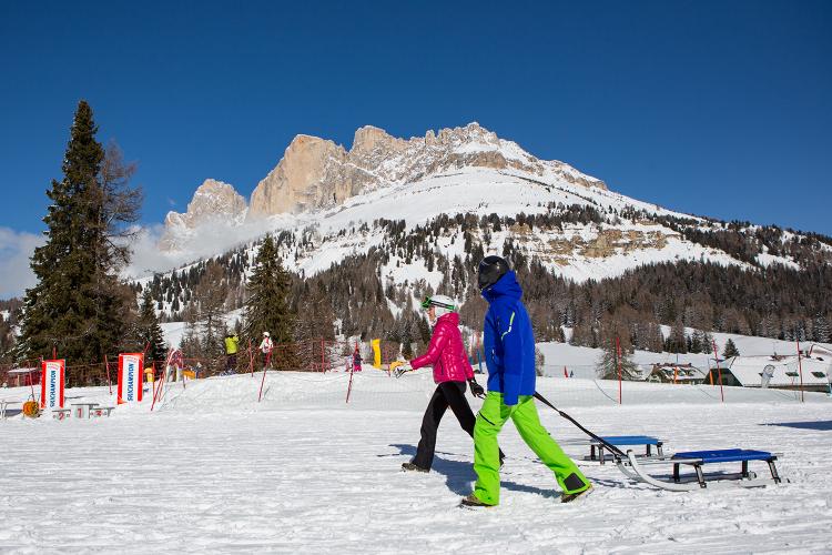 In slittino nel comprensorio di Carezza