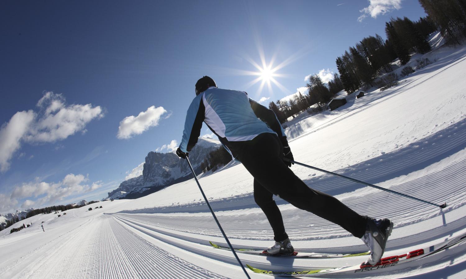 Cross country skiing trail on the Seiser Alm